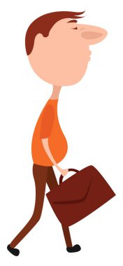 Büyük burunlu, resimli, beyaz arka planda vektör.