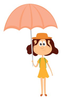 Şemsiyeli, resimli, beyaz arkaplanda vektör