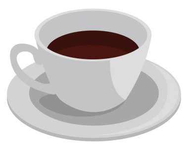 Bir fincan sade kahve, illüstrasyon, beyaz arka planda vektör.