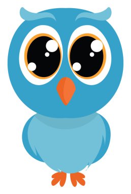 Büyük gözlü baykuş, illüstrasyon, beyaz arka planda vektör