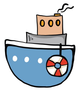 Küçük gemi, illüstrasyon, beyaz arkaplanda vektör