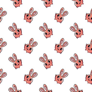 Küçük kırmızı tavşancık, beyaz arka planda pürüzsüz desen.