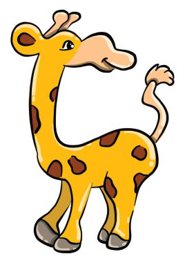 Şirin küçük zürafa, illüstrasyon, beyaz arka planda vektör.