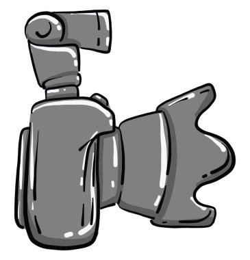 Profesyonel kamera, illüstrasyon, beyaz arkaplanda vektör