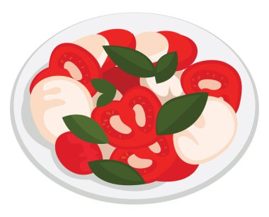 Caprese salatası, illüstrasyon, beyaz arkaplanda vektör