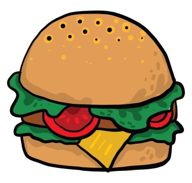 Çizburger, illüstrasyon, beyaz arkaplanda vektör