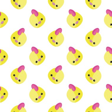 Küçük sarı tavuk, beyaz arka planda pürüzsüz desen.