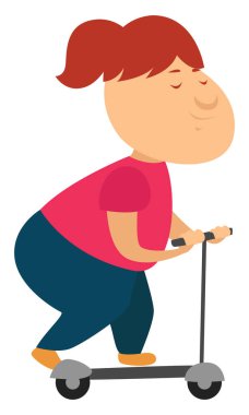 Scooter kullanan kadın, illüstrasyon, beyaz arka planda vektör