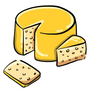 Doğranmış peynir, illüstrasyon, beyaz arkaplanda vektör