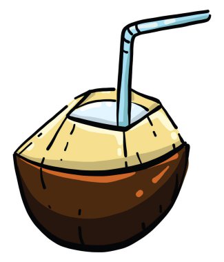 Hindistan cevizi kokteyli, illüstrasyon, beyaz arkaplanda vektör