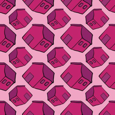 Pembe evler, pembe arka planda pürüzsüz desenler..