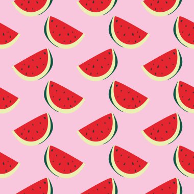 Lezzetli karpuz, pembe arka planda pürüzsüz desen..