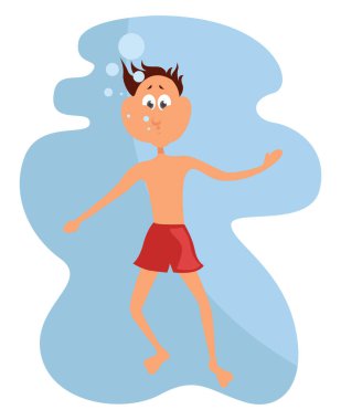 Boğulan adam, illüstrasyon, beyaz arkaplan vektörü