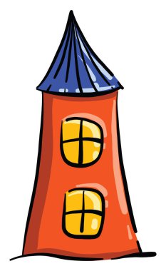 Kırmızı kule, illüstrasyon, beyaz arkaplanda vektör