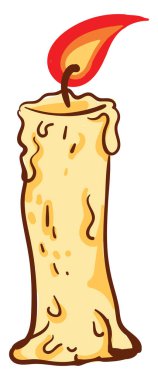 Sarı mum, illüstrasyon, beyaz arkaplan üzerindeki vektör