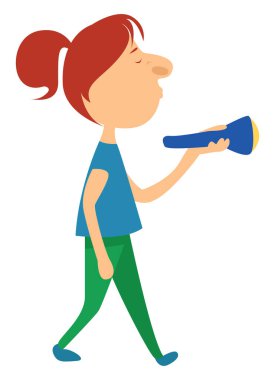 El feneri, illüstrasyon, beyaz arka planda vektör olan kadın.