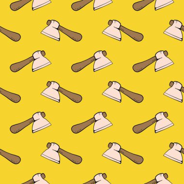 Güzel balta, sarı arka planda pürüzsüz desen..