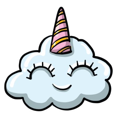 Komik bulut, illüstrasyon, beyaz arkaplan vektörü