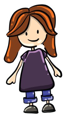 Küçük kız, illüstrasyon, beyaz arkaplanda vektör