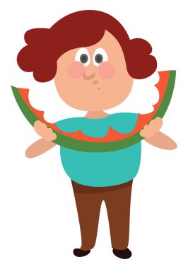 Kız karpuz, illüstrasyon, beyaz arka planda vektör yer.