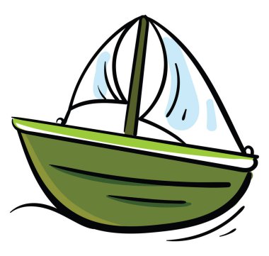 Yeşil küçük tekne, illüstrasyon, beyaz arkaplanda vektör