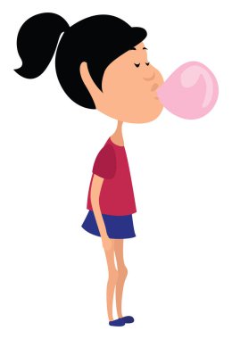 Ciklet, illüstrasyon, beyaz arkaplanda vektör olan kız