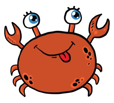 Mutlu kırmızı yengeç, illüstrasyon, beyaz arkaplanda vektör