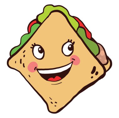 Mutlu sandviç, illüstrasyon, beyaz arkaplanda vektör