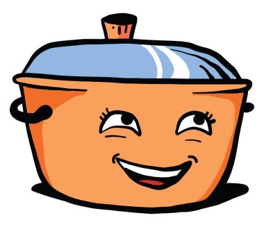 Turuncu tencere, illüstrasyon, beyaz arkaplanda vektör