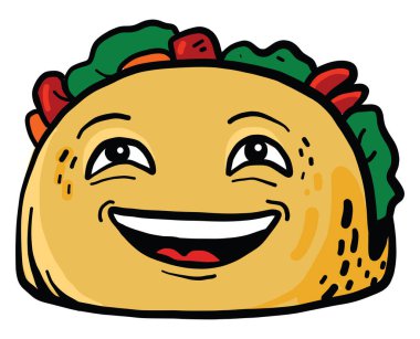 Mutlu taco, illüstrasyon, beyaz arkaplan vektörü