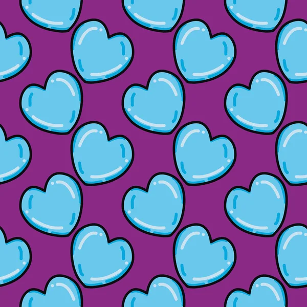 Blue Hearts Seamless Pattern Purple Background — Stock Vector