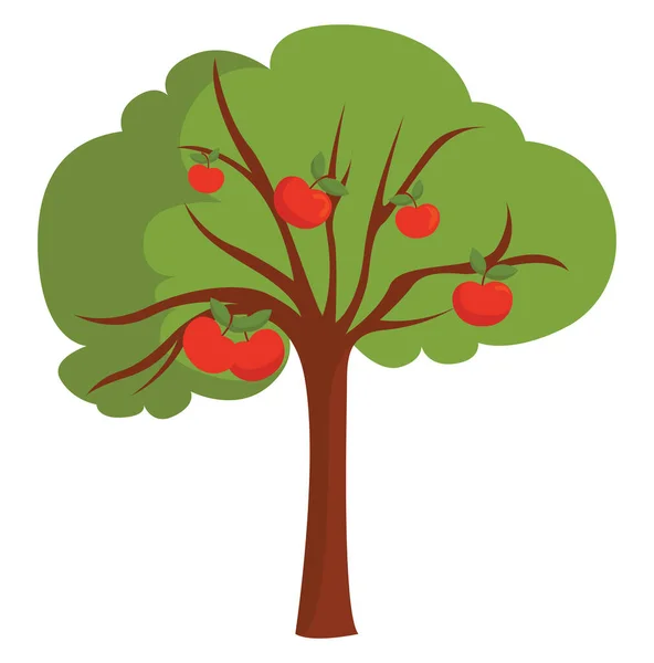 Jablko Stromě Ilustrace Vektor Bílém Pozadí — Stockový vektor