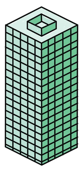 Gran Edificio Verde Ilustración Vector Sobre Fondo Blanco — Vector de stock