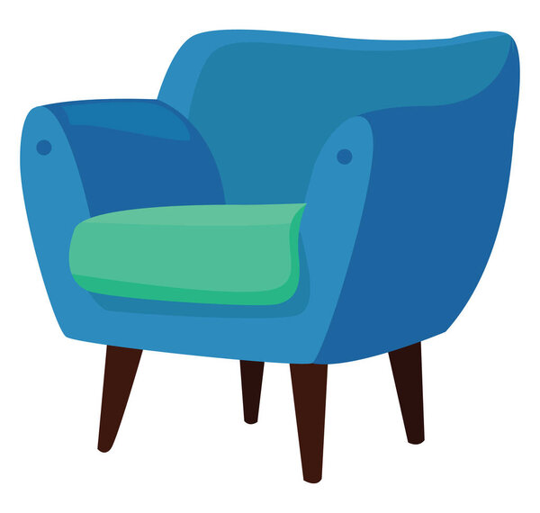 Blue armchair, illustration, vector on white background