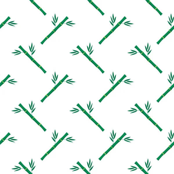 Bambou Vert Motif Sans Couture Sur Fond Blanc — Image vectorielle