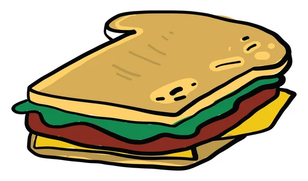 Köstliches Sandwich Illustration Vektor Auf Weißem Hintergrund — Stockvektor