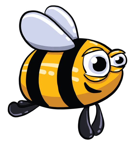 Flying Bee Illustration Vector White Background — Stock Vector