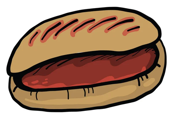 Heerlijke Hotdog Illustratie Vector Witte Achtergrond — Stockvector