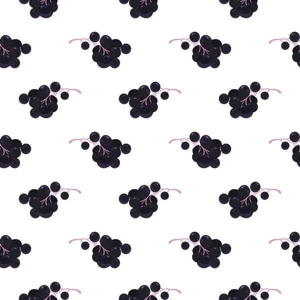Schwarze Johannisbeere Nahtloses Muster Auf Weißem Hintergrund — Stockvektor