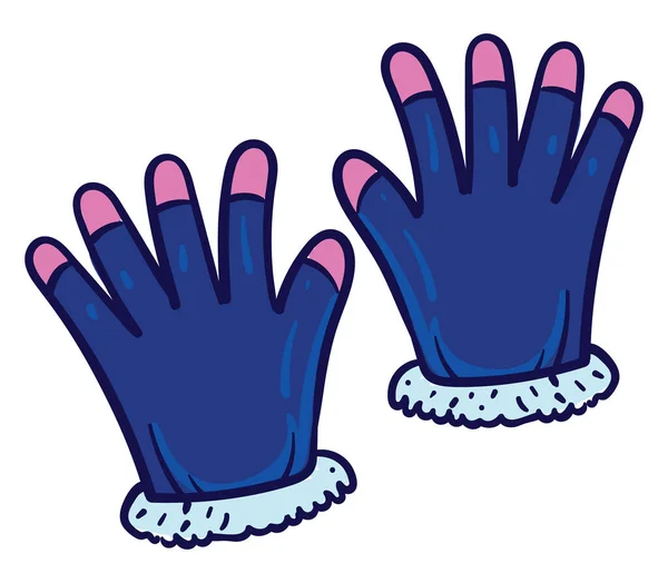 Blauwe Kinder Handschoenen Illustratie Vector Witte Achtergrond — Stockvector