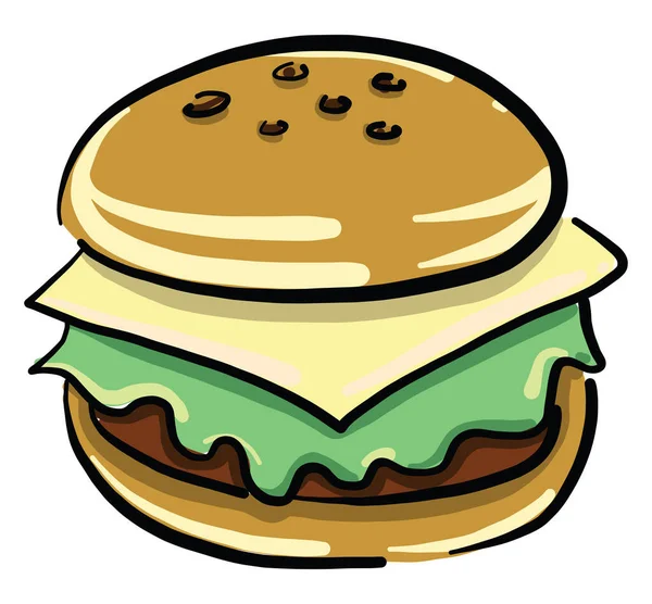 Gustoso Hamburger Illustrazione Vettore Sfondo Bianco — Vettoriale Stock