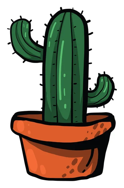 Cactus Decorativo Maceta Ilustración Vector Sobre Fondo Blanco — Vector de stock