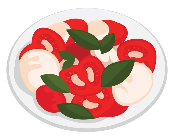 Ensalada Caprese Ilustración Vector Sobre Fondo Blanco — Archivo Imágenes Vectoriales