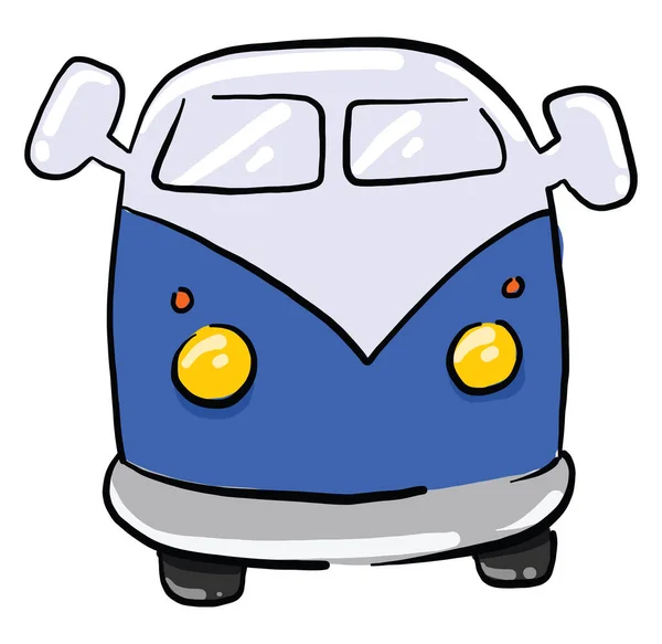 Mini Ônibus Azul Ilustração Vetor Sobre Fundo Branco — Vetor de Stock