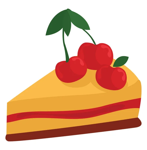Cseresznye Torta Illusztráció Vektor Fehér Háttér — Stock Vector