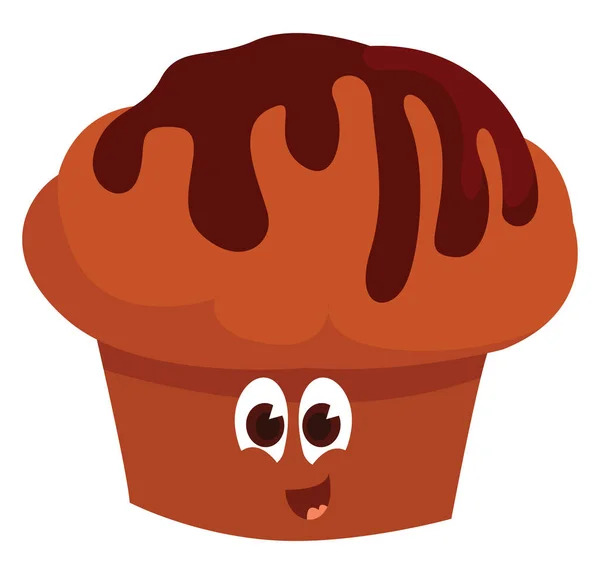 Muffin Chocolate Ilustración Vector Sobre Fondo Blanco — Vector de stock