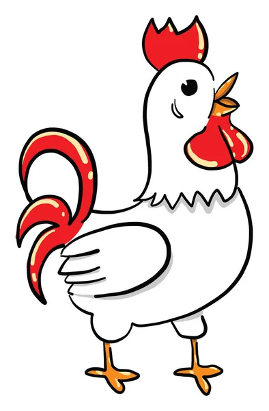 White Cock Illustration Vector White Background — Stock Vector