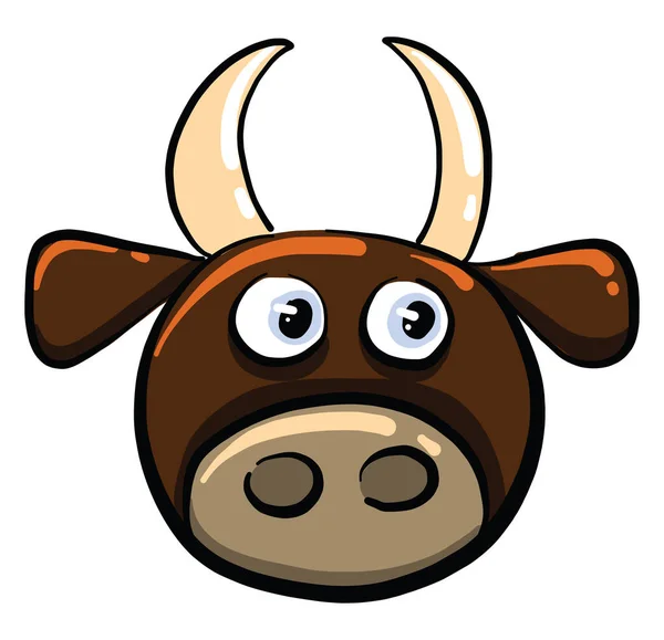 Cabeça Vaca Com Chifres Ilustração Vetor Sobre Fundo Branco —  Vetores de Stock