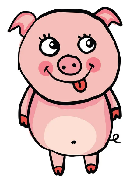 Happy Little Pig Illustration Vector White Background — Stock Vector