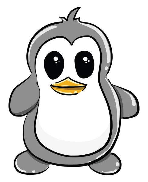Pinguim Cinzento Bonito Ilustração Vetor Sobre Fundo Branco — Vetor de Stock